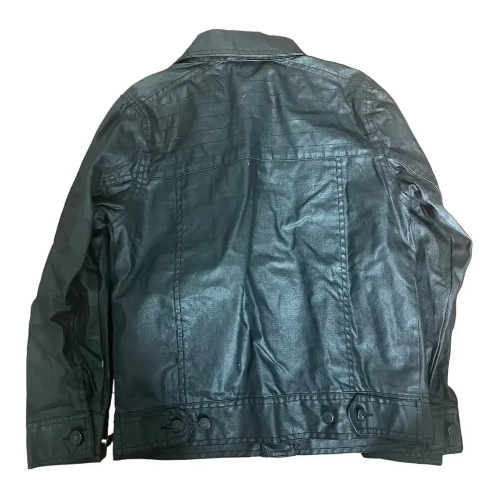 Shaun White black jacket snap front 100% cotton coated boys Medium 8-10